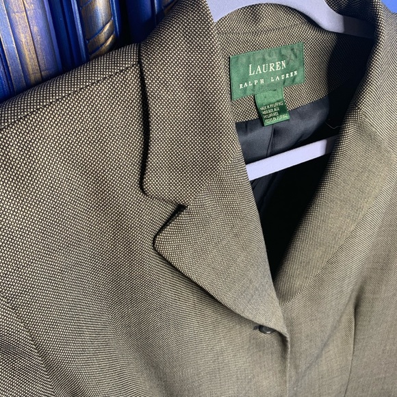 Lauren Ralph Lauren Brown Cream Wool Blazer Sz 14 - Picture 2 of 3